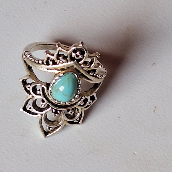 Howlite turquoise silver ring size 7, 8, and 9 - Picture 3 of 5